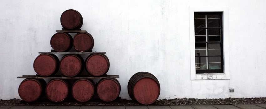 Whisky barrels in Scotland