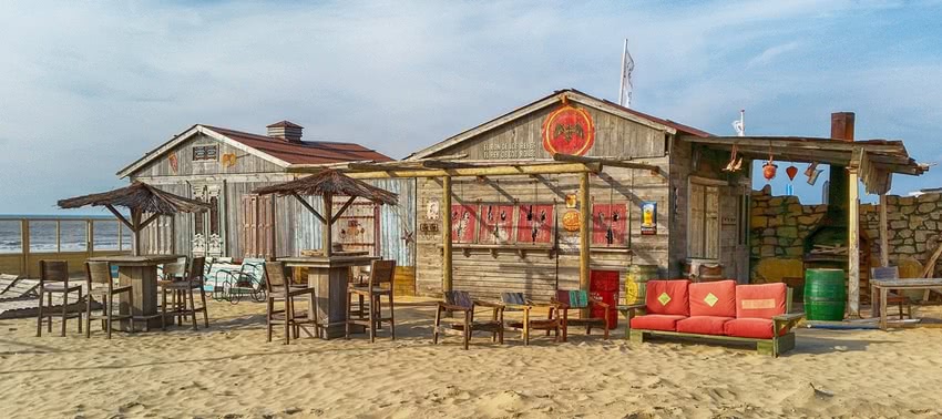 wooden beach bar in the Netherlands