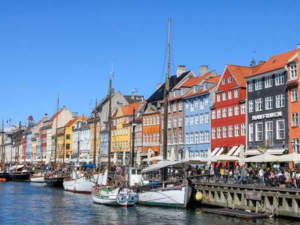Colorful houses in the port of Copenhagen