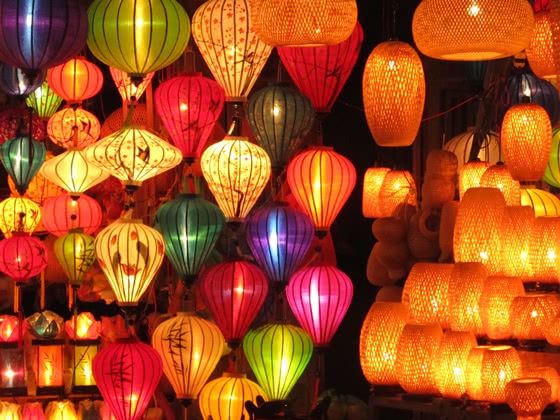 Numerous colourful lanterns