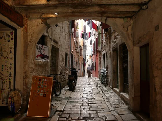 Archway in small alleyway in Istrian old town