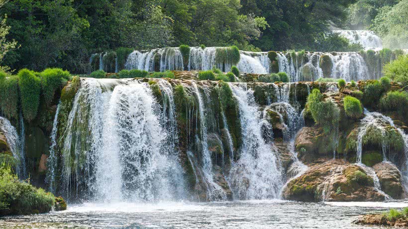 Landscape shot of the Krka Waterfalls in Krka National Park in Croatia