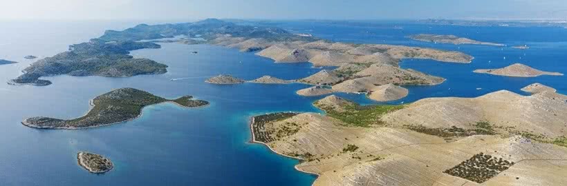 Aerial view of the Kornati archipelago of Croatia