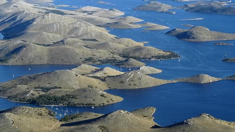 Aerial view of the Kornati archipelago of Croatia